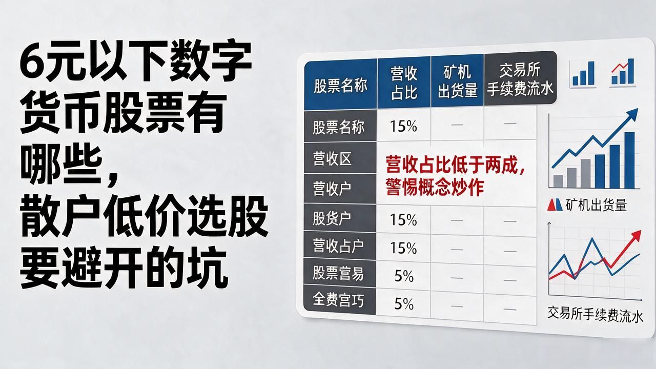 6元以下数字货币股票有哪些，散户低价选股要避开的坑