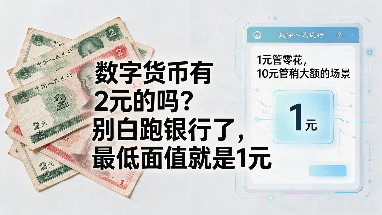 数字货币有2元的吗？别白跑银行了，最低面值就是1元